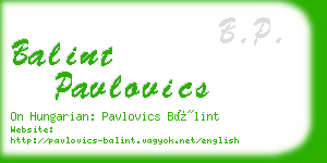 balint pavlovics business card